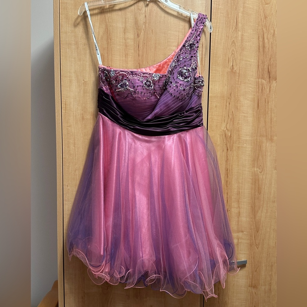 Elegant Pink and Purple Prom Mini Dress